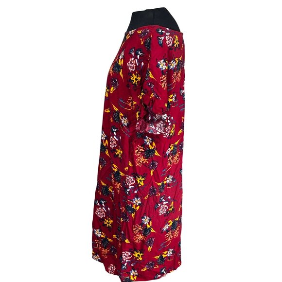 Beachlunchlounge Collection Womens Red Floral Print Short Sleeve Tunic Dress XL - Picture 2 of 9